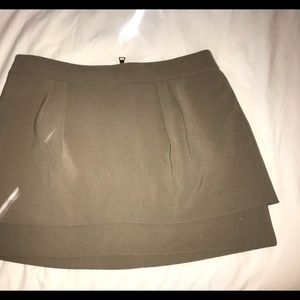 Vintage Express - Green/Khaki woven tiered mini skirt